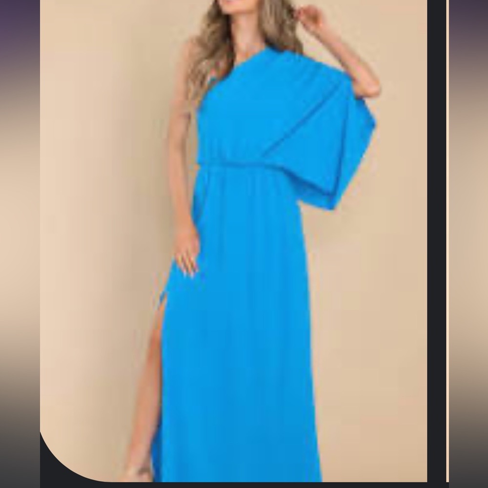 Worn once blue one shoulder dress